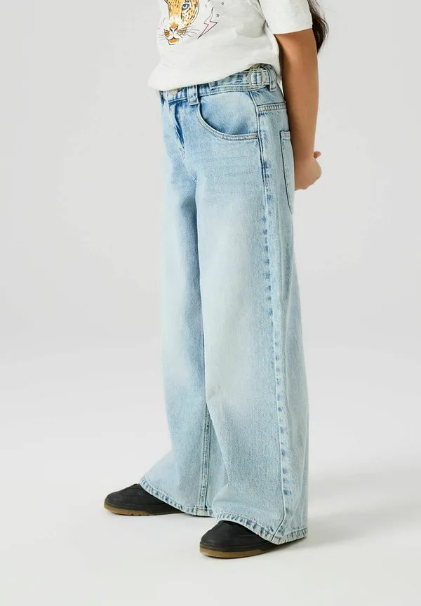 Джинсы свободного кроя bella с пряжкой Name It, Light Blue Bleached Denim — фото 2