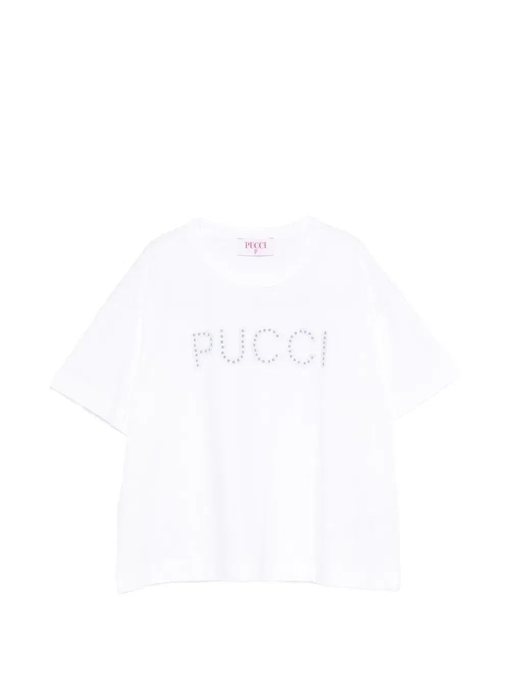 Футболка с логотипом, украшенным кристаллами PUCCI Junior, белый