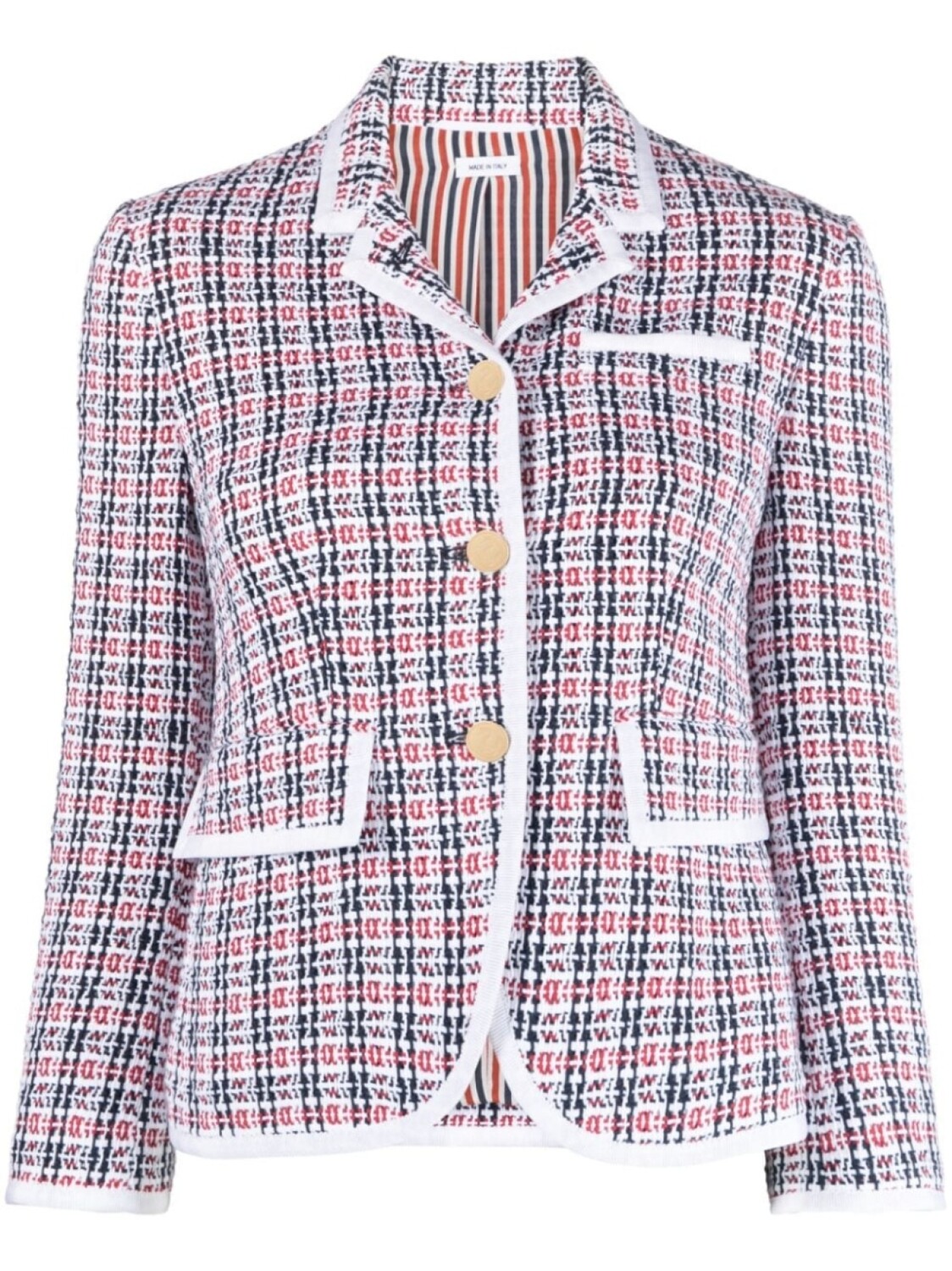 

Thom Browne твидовый жакет в клетку, белый