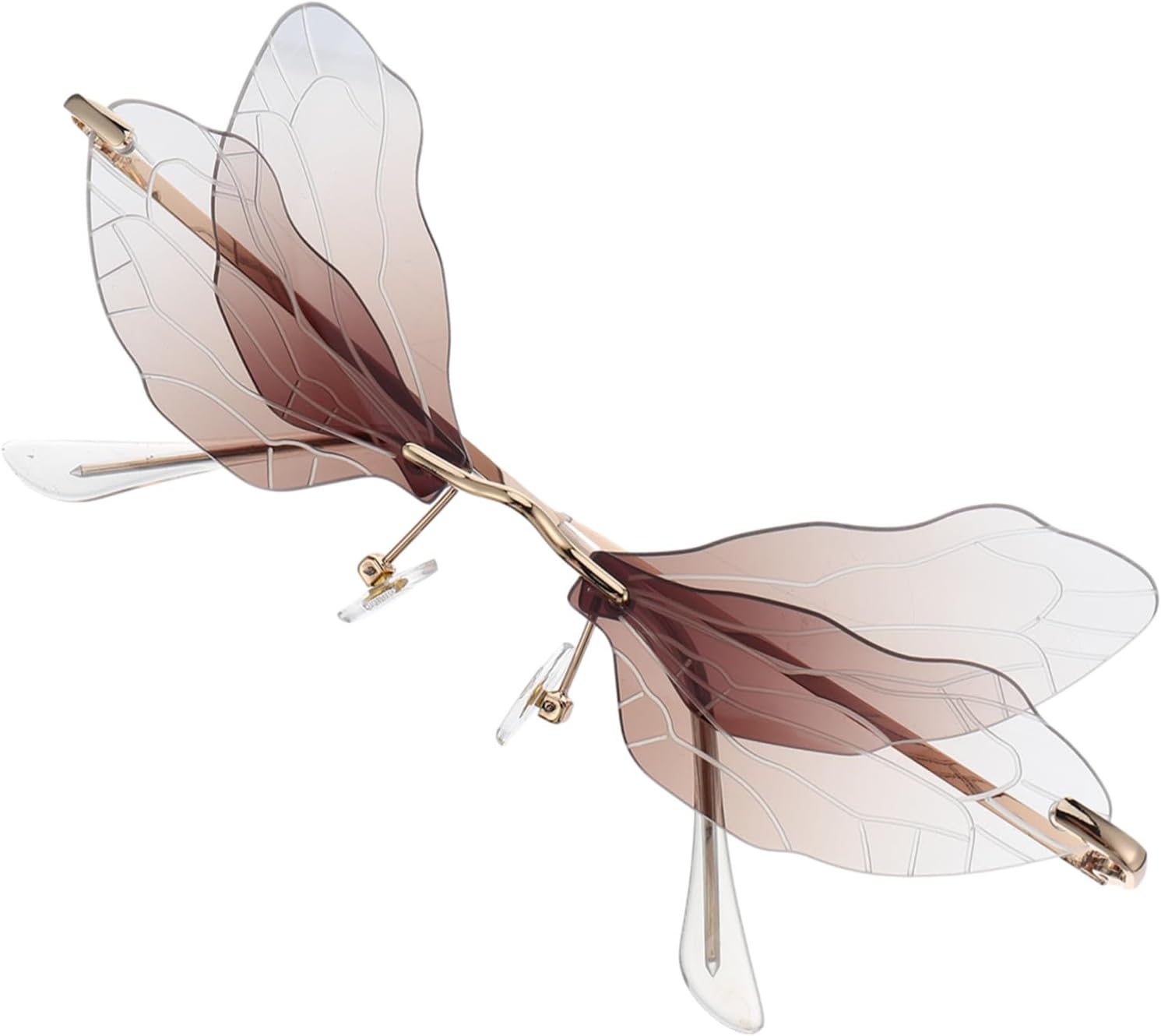 

Солнцезащитные очки SUPVOX в форме крыла стрекозы, без оправы, нестандартной формы, металлическая оправа, легкий носовой упор, женские, для активного отдыха на природе, Brown