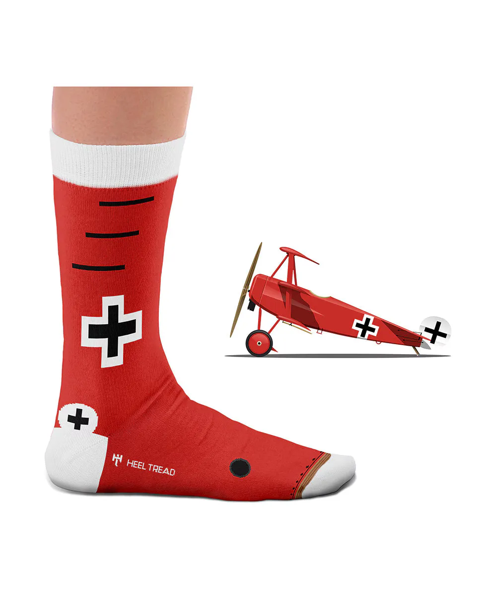 

Красные мужские короткие носки Red Baron Heel Tread