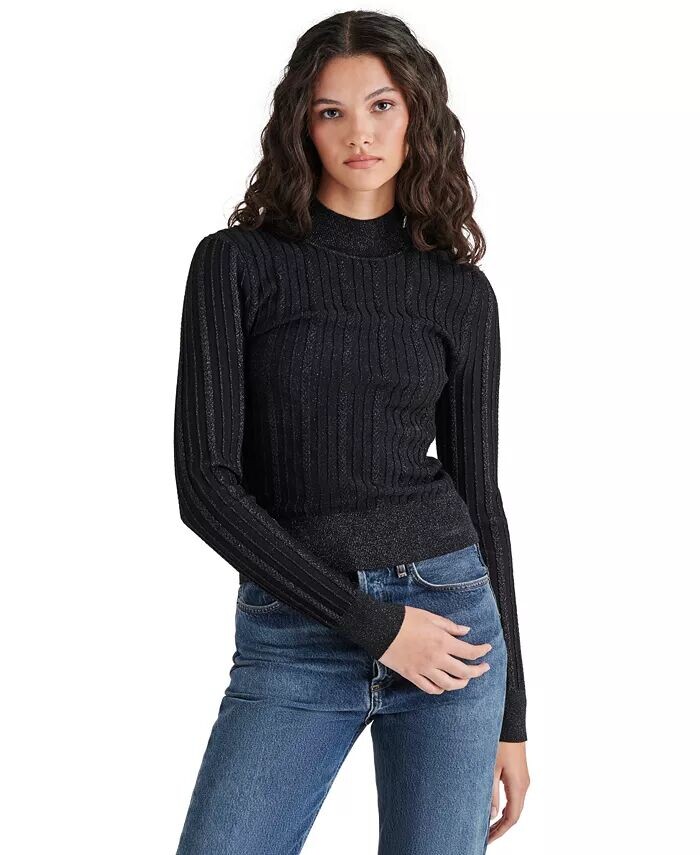 

Женский свитер Pamela Metallic Cable-Knit Steve Madden, черный