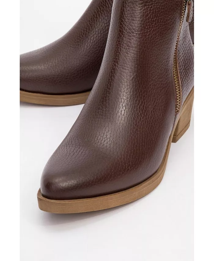 Ботинки Jayer Leather с двойной молнией и блочным каблуком (женские) Forever & Always Shoes, коричневый — фото 3