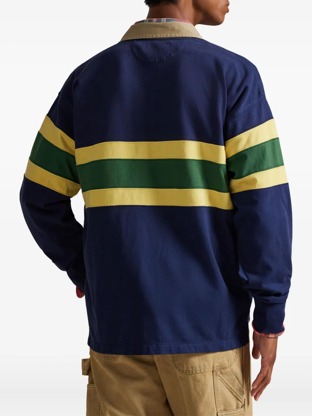 Рубашка поло с длинными рукавами и полосками Polo Ralph Lauren, синий — фото 4