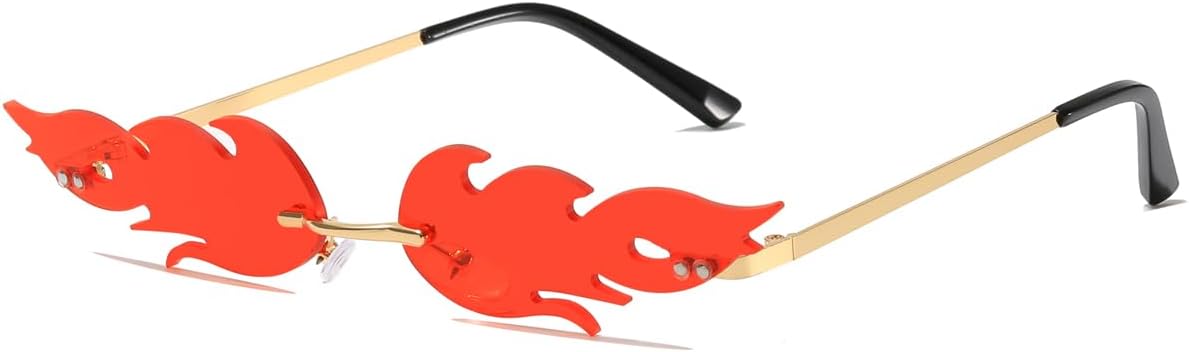 

Солнцезащитные очки «Пламя», огненные солнцезащитные очки, стильные фестивальные очки для женщин и мужчин, очки «Дьявол», готические и вампирские аксессуары VEOFEMLEA, Dark Red