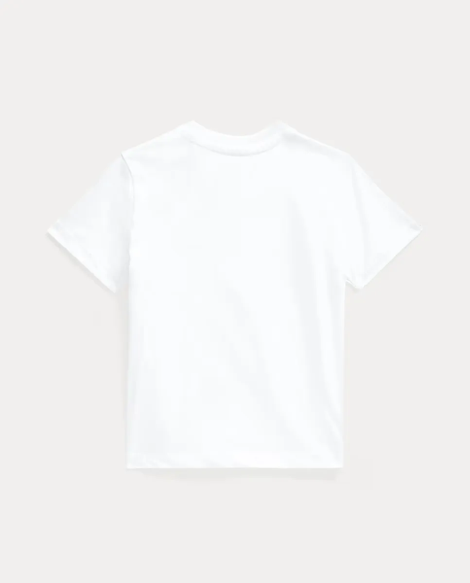 Белая хлопковая футболка для мальчика Polo Ralph Lauren — фото 4