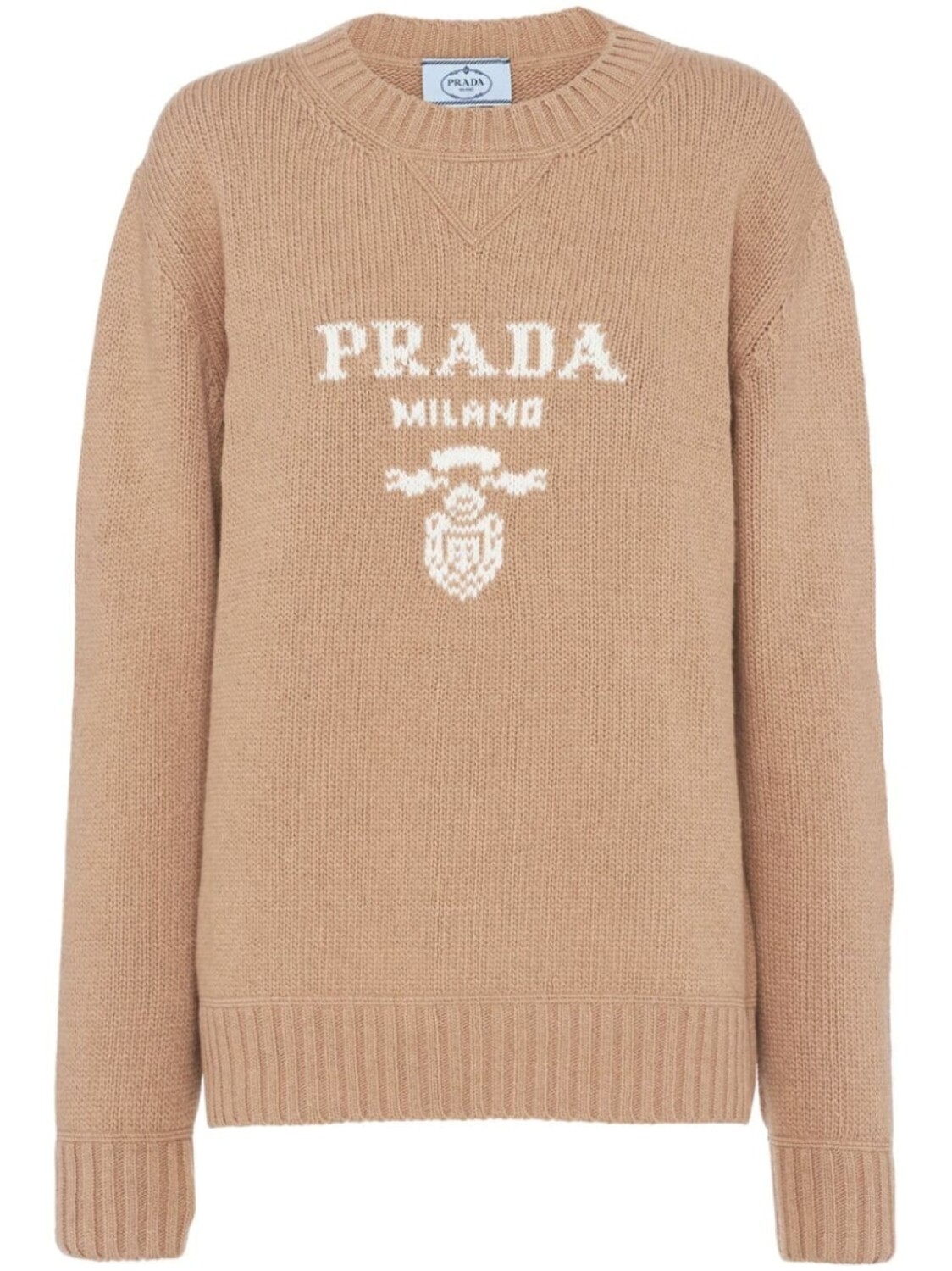

Prada кашемировый джемпер с логотипом, коричневый
