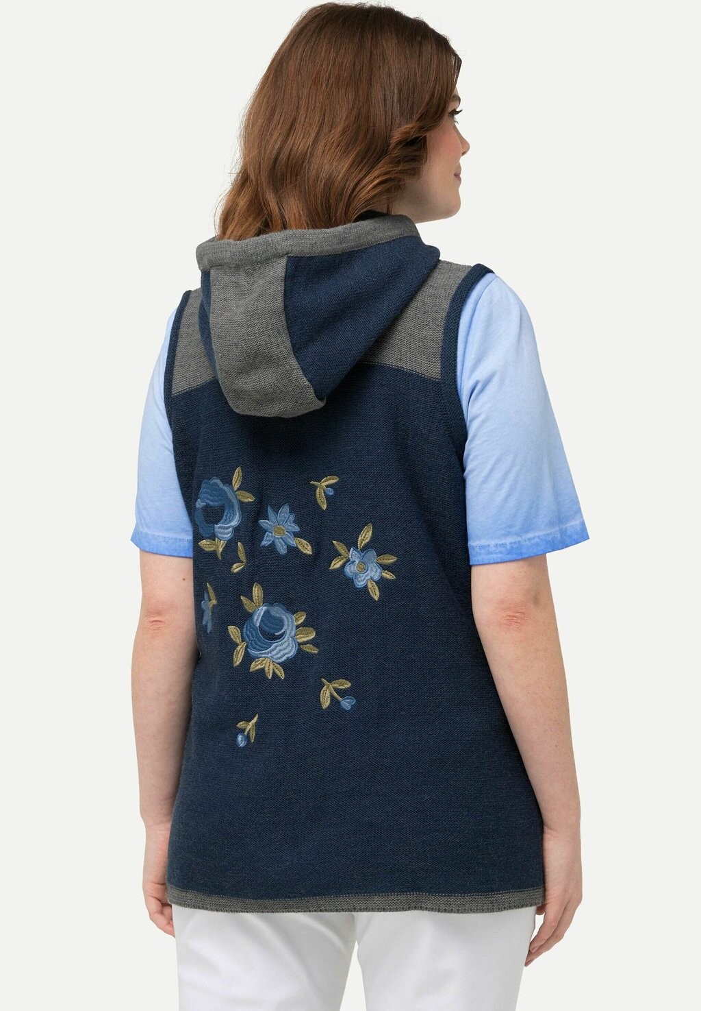 

Жилет FLORAL EMBROIDERED Ulla Popken, синий