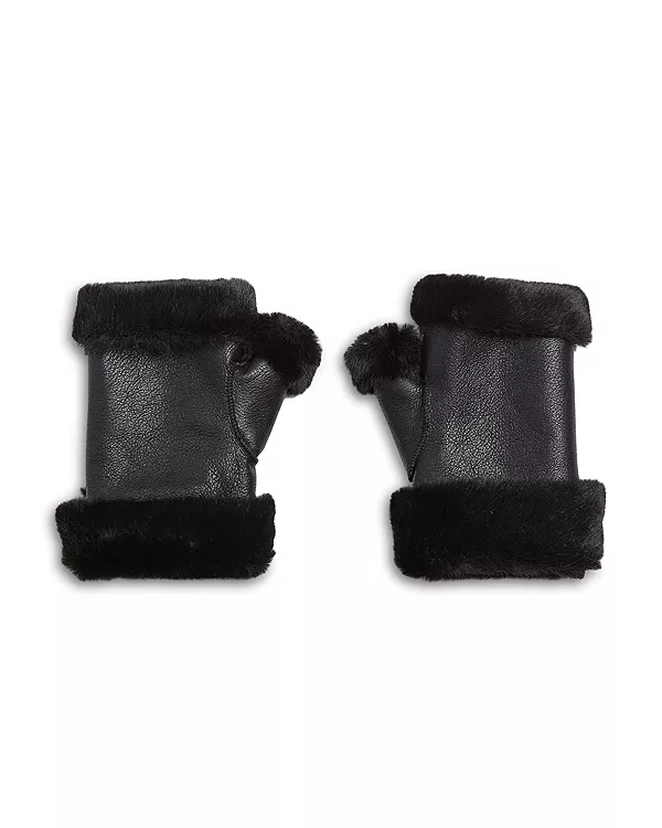 

Перчатки без пальцев из искусственного меха Jocelyn, черный