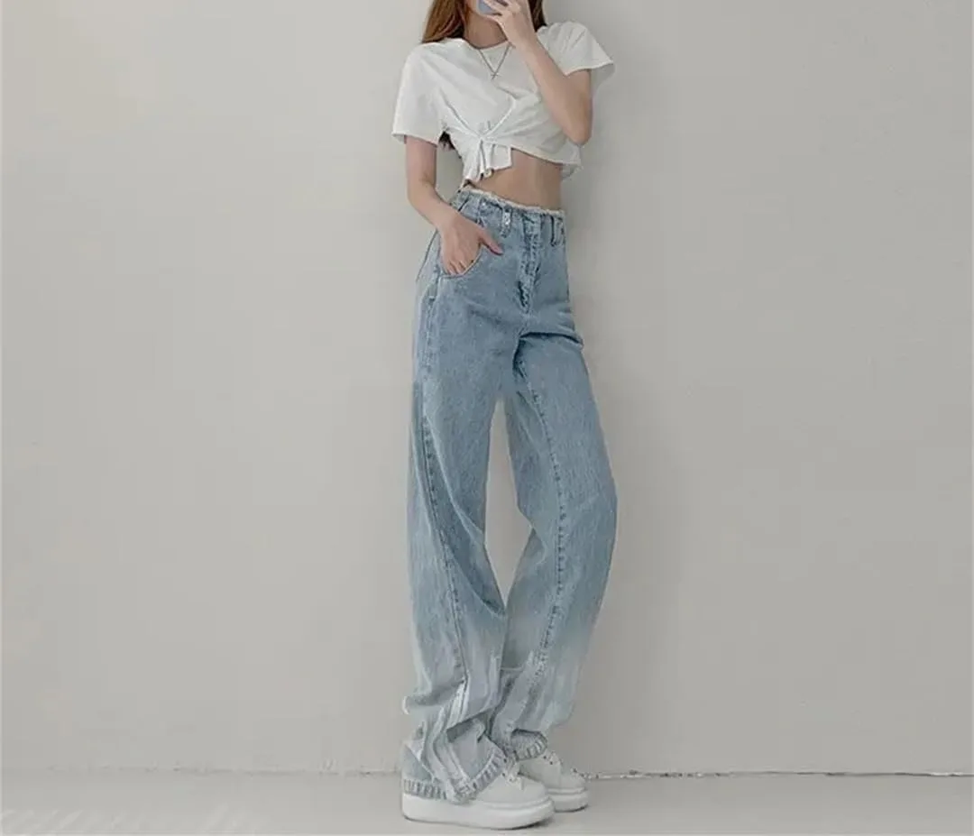Женские джинсы Tie Dye High Waist Shot Vintage Straight Generic, синий — фото 3