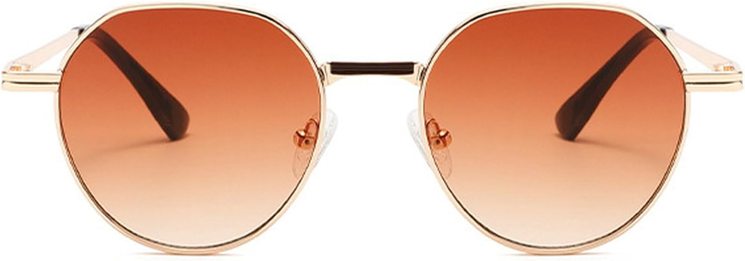 

Винтажные металлические солнцезащитные очки для женщин, круглые солнцезащитные очки для мужчин, роскошные панк-солнцезащитные очки с защитой от УФ-излучения UV400, модные солнцезащитные очки mincl, Brown