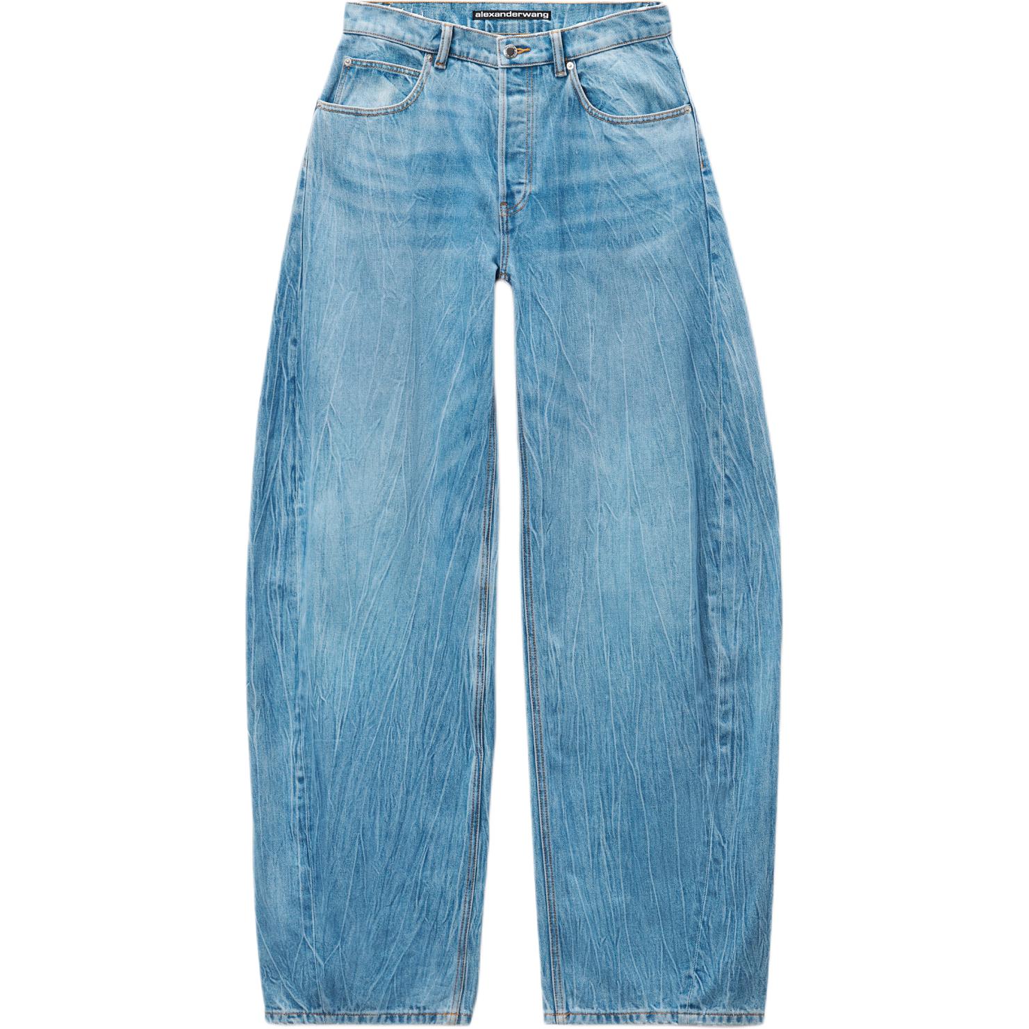 

Джинсы с низкой посадкой и широкими штанинами Alexander Wang, светлый индиго