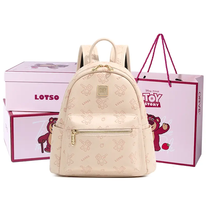 

Disney Рюкзак из искусственной кожи для женщин в розовом цвете сакуры, Pink[Lotso Exclusive Shopping Bag+Gift Box]