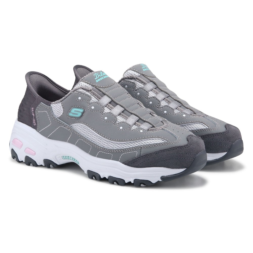 

Женские слипоны D'Lites Medium/Wide Sneaker Skechers, серый