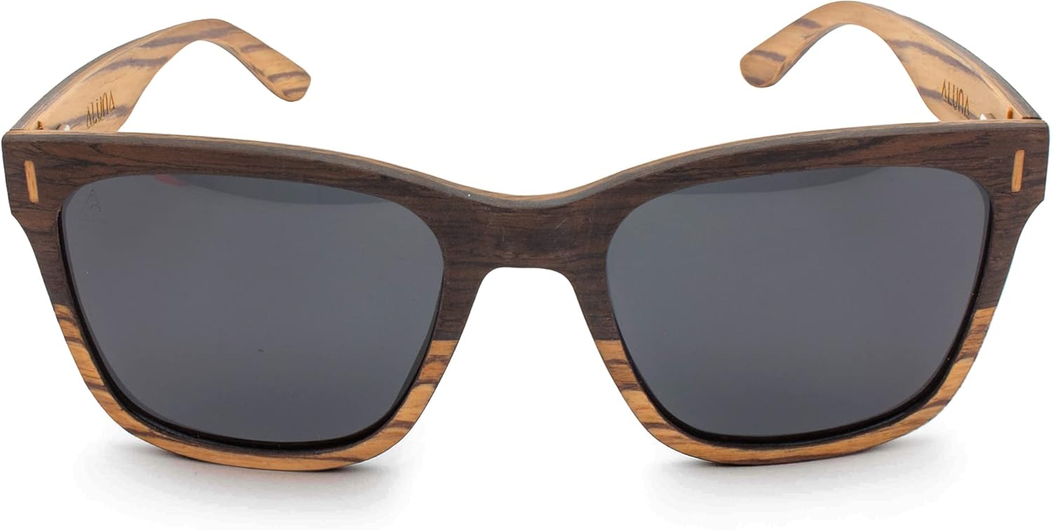 

Aluna - Деревянные солнцезащитные очки для женщин и мужчин, легкие и стильные солнцезащитные очки с поляризованными линзами HD, модные солнцезащитные очки в стиле ретро, Black Oak Wood and Zebra Wood Ii
