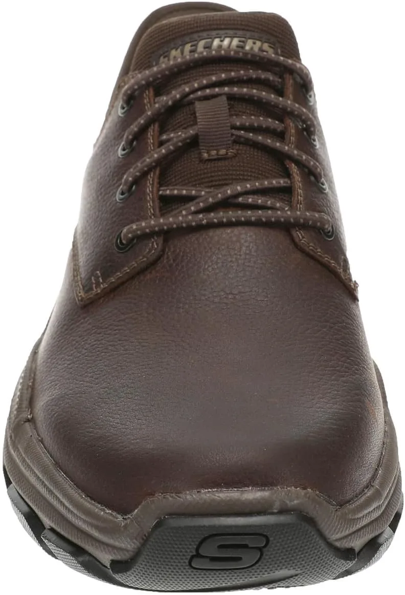 Мужские слипоны Skechers USA Respected - Garrett из кожи с круглым носком и шнуровкой на резинке, красный/коричневый — фото 4