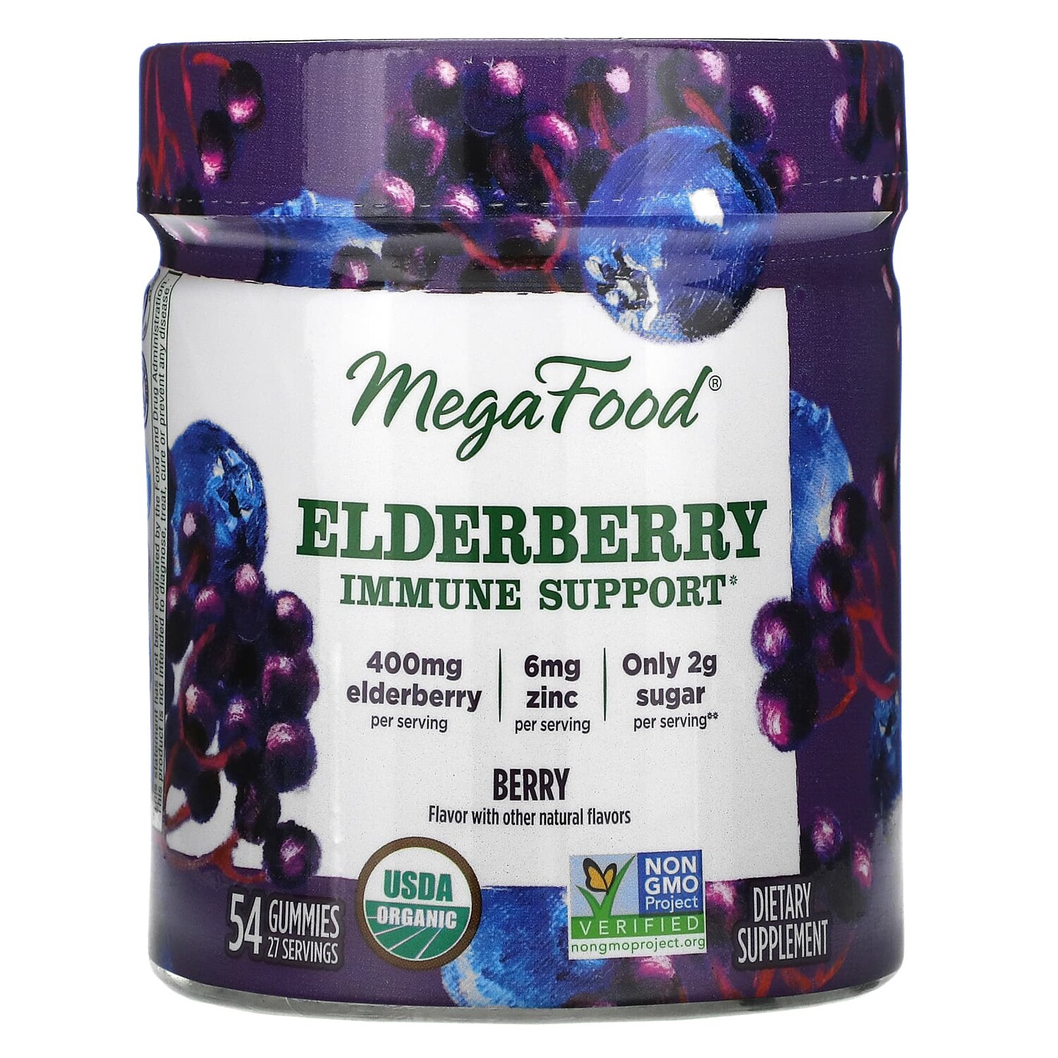 

MegaFood Elderberry Immune Support Berry 54 Gummies