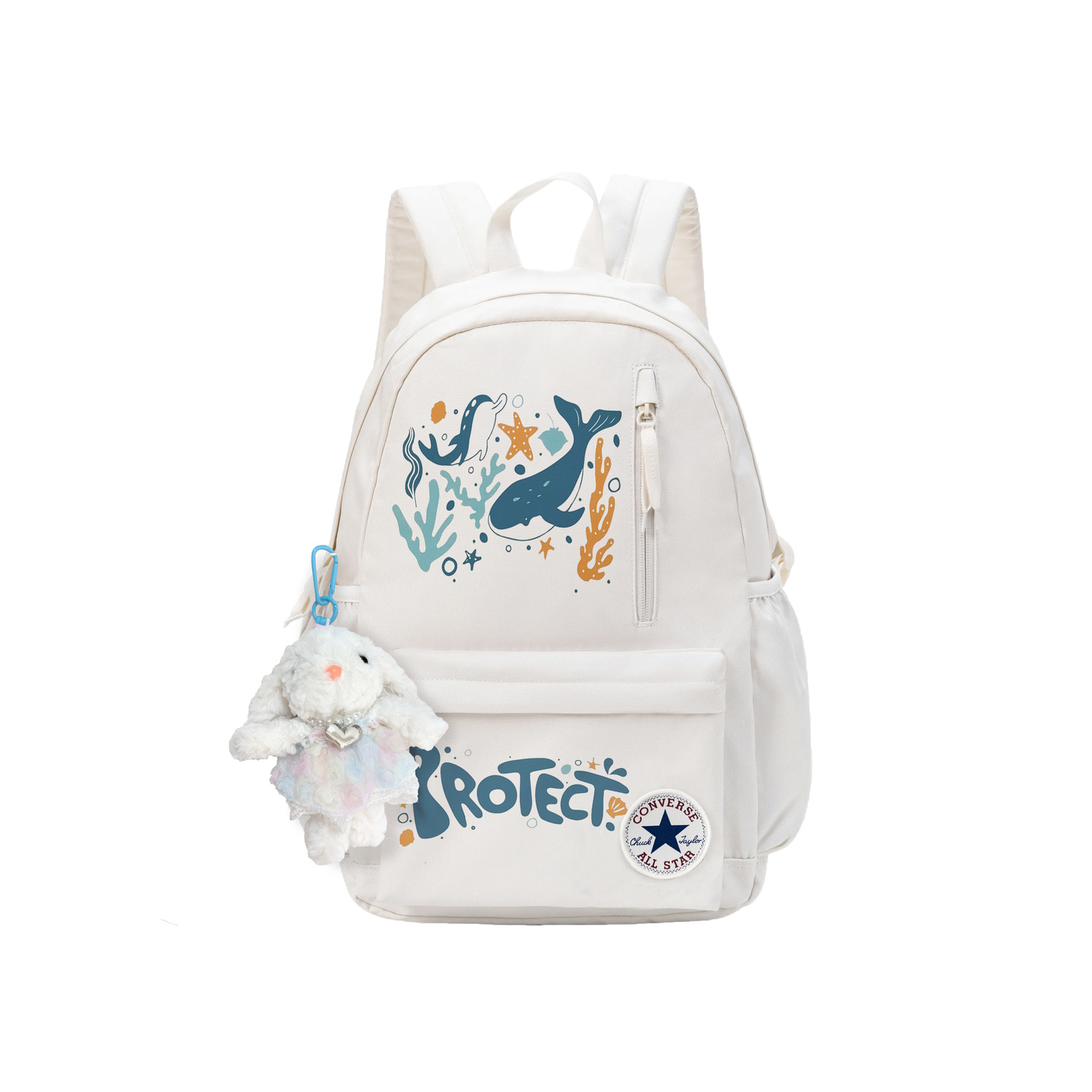 

Converse Полиэстеровый кремовый рюкзак средний унисекс белый, Cute Bunny