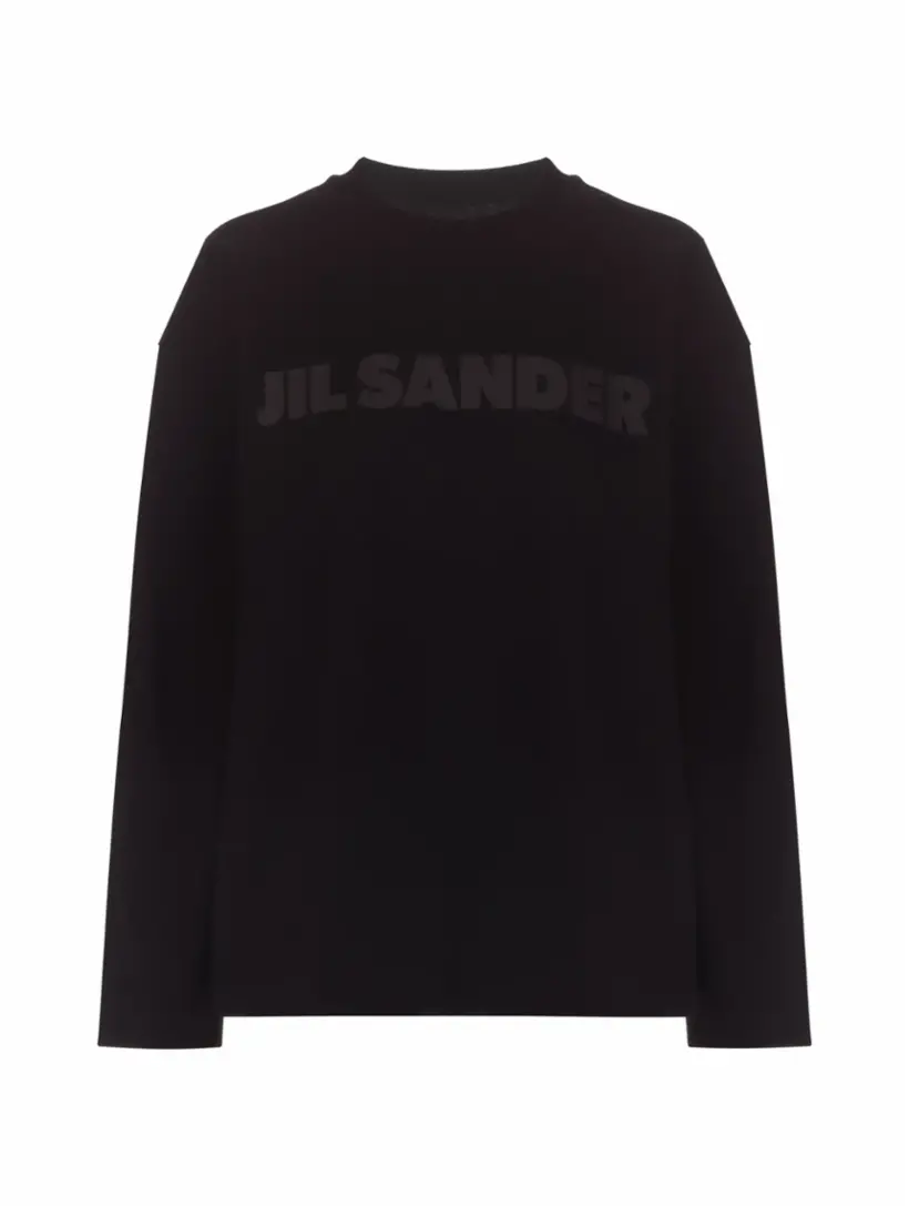 

Хлопковый лонгслив с логотипом Jil Sander, черный