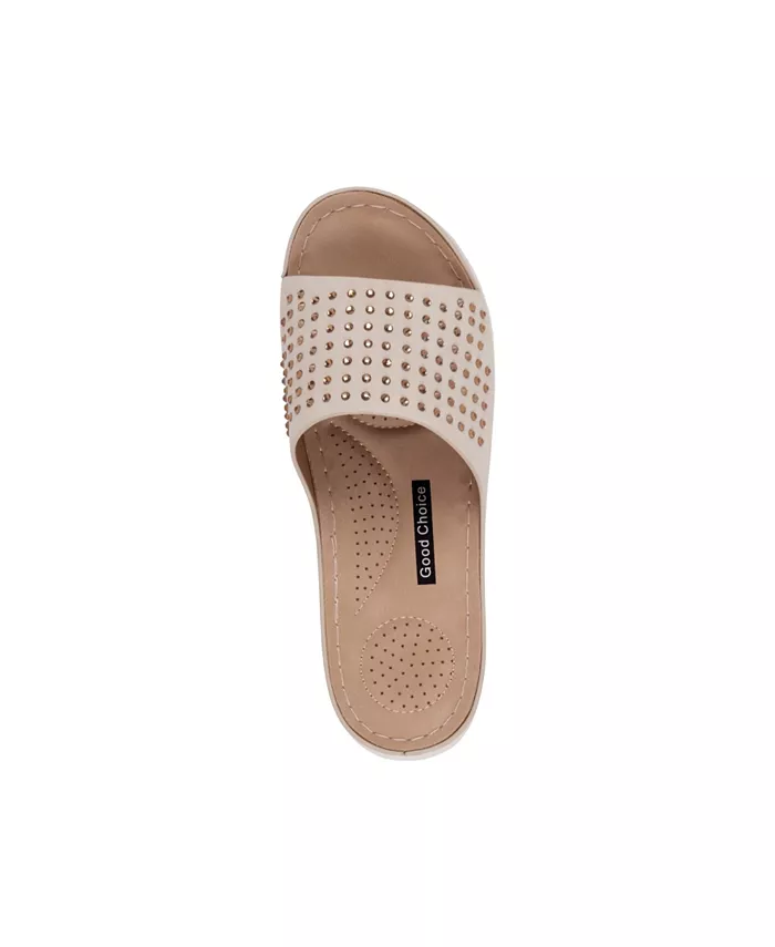 Женские украшенные удобные плоские сандалии Julie GC Shoes, золотой — фото 4