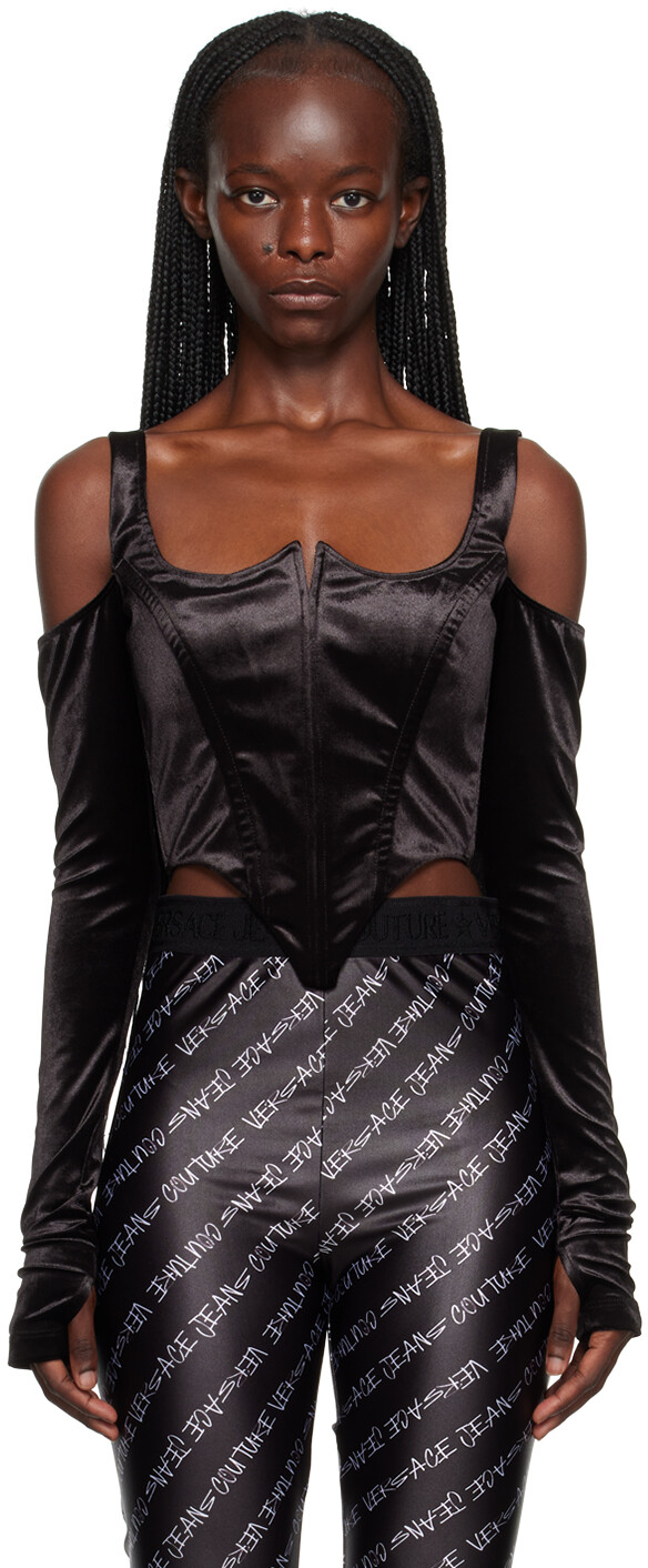 

Черная блузка с вырезом Versace Jeans Couture