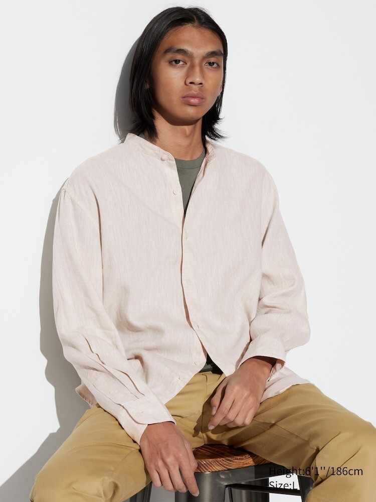 

Льняная рубашка Uniqlo, цвет 31 бежевый