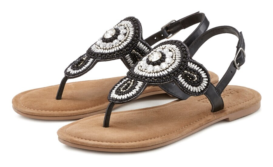Сандалии с т-образным ремешком LASCANA T-Bar Sandals, черный — фото 2