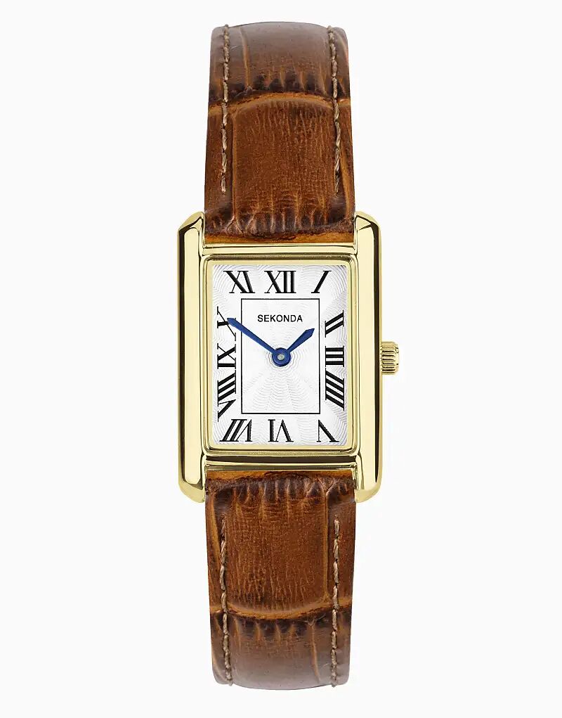 

Часы Sekonda Colette 22 мм прямоугольные золотые коричневого цвета