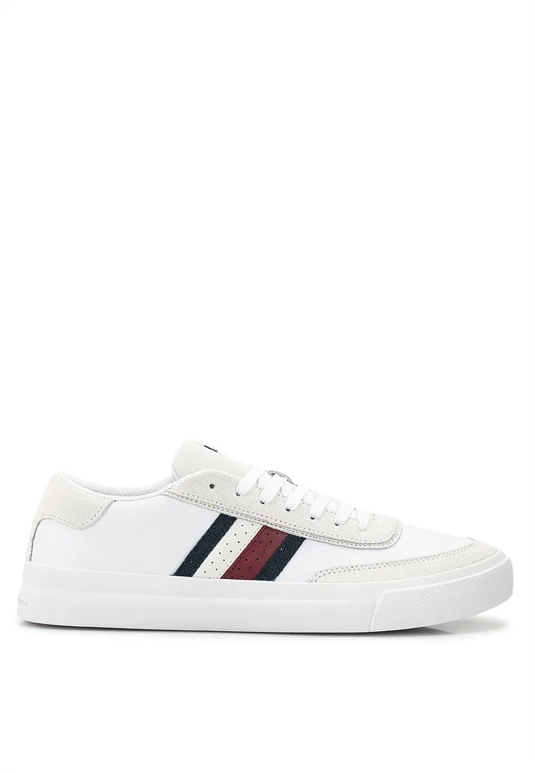 Кроссовки мужские, кожаные полосатые, Cupset Tommy Hilfiger, белый