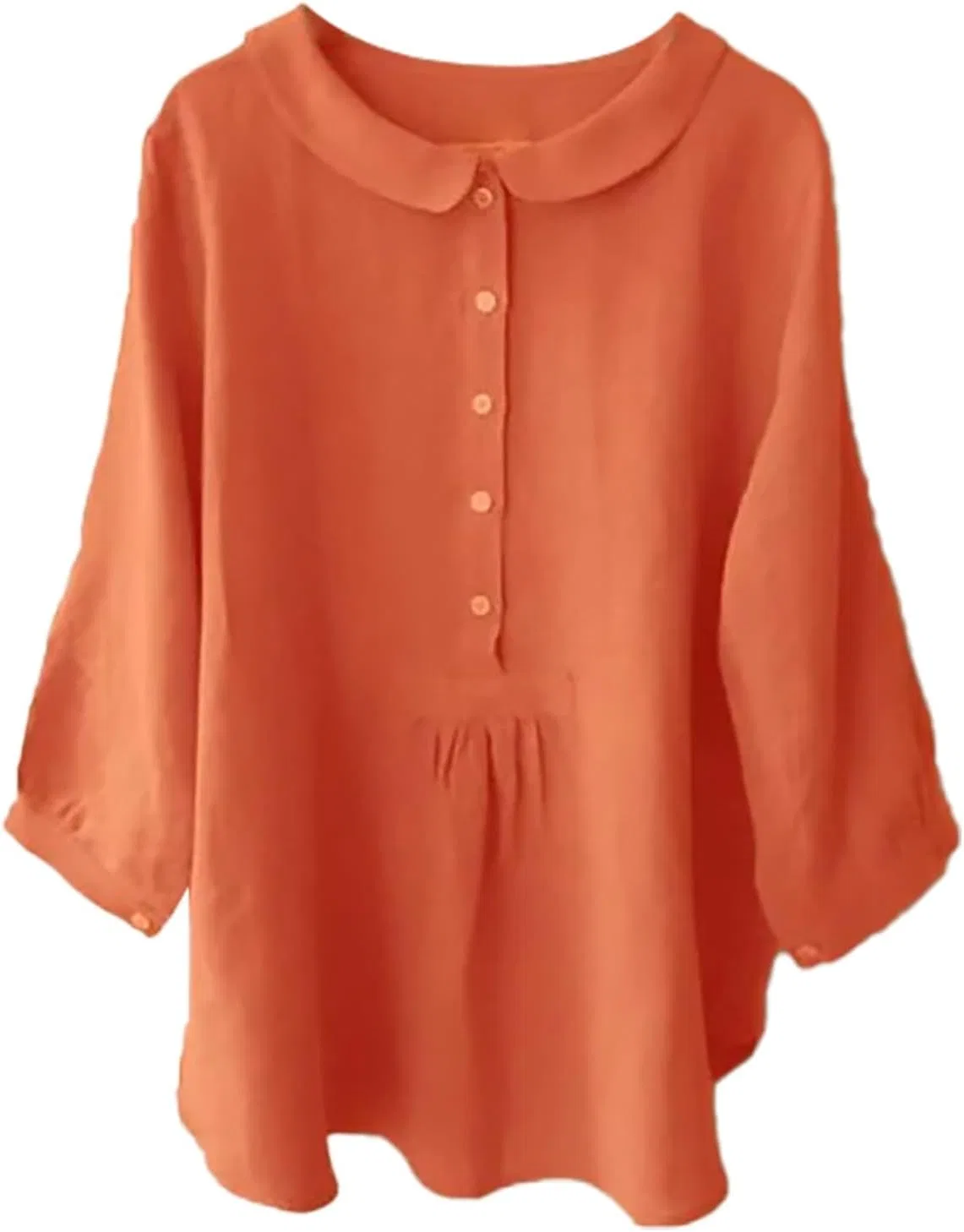 Блуза, женская, Vintage Women Shirt Stand Collar Button Pullover, оранжевый