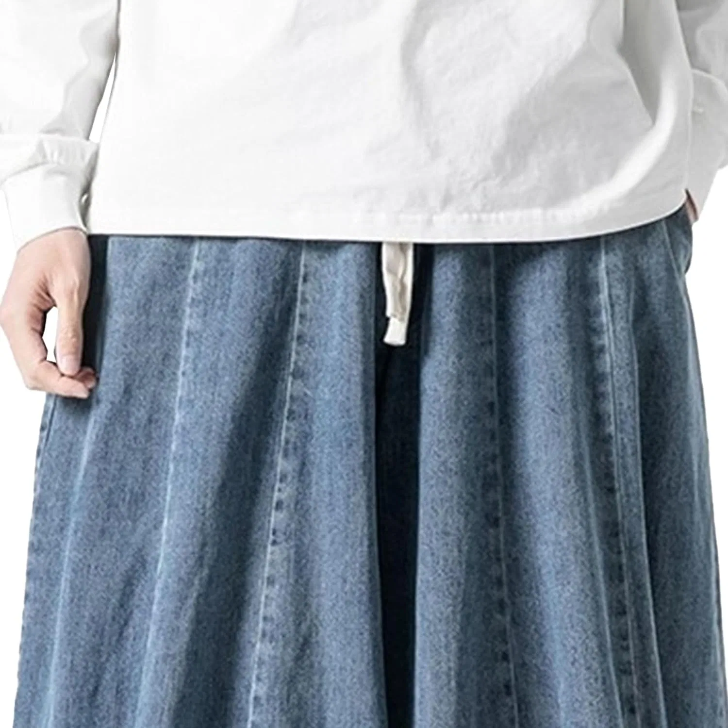 Джинсы свободные Wide Leg Hip Hop, Light Blue — фото 4
