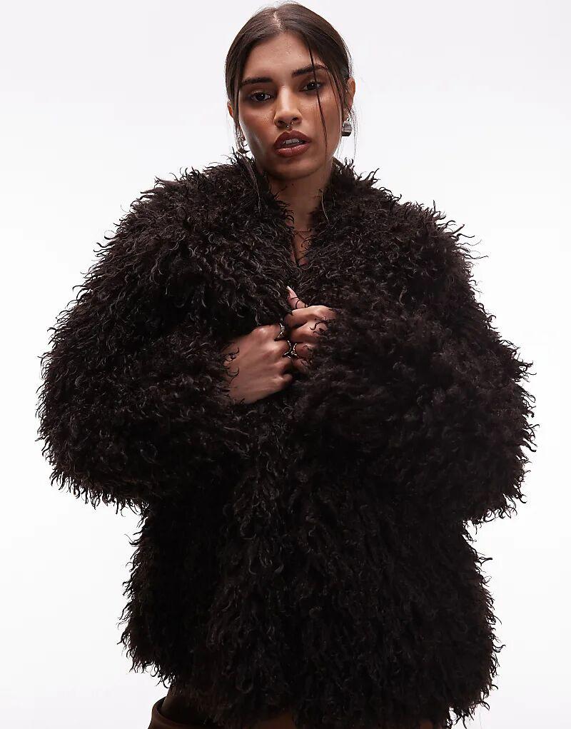 

& Other Stories коричневая лохматая куртка из искусственного меха