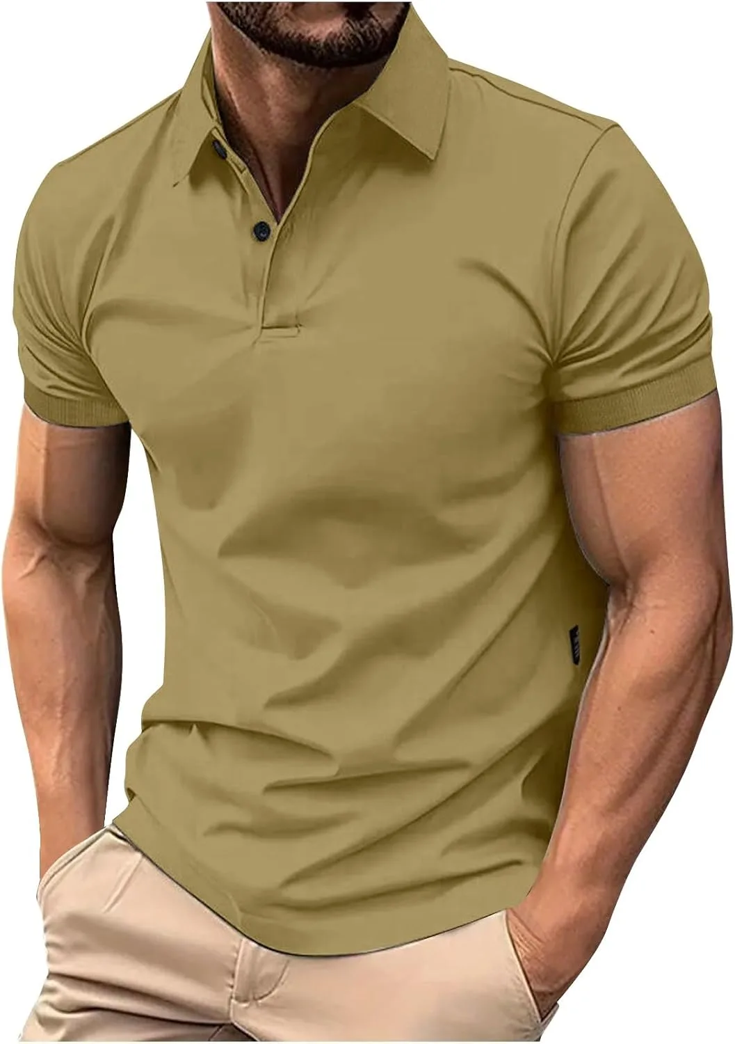 

Мужская поло с коротким рукавом и воротником на пуговицах, Casual