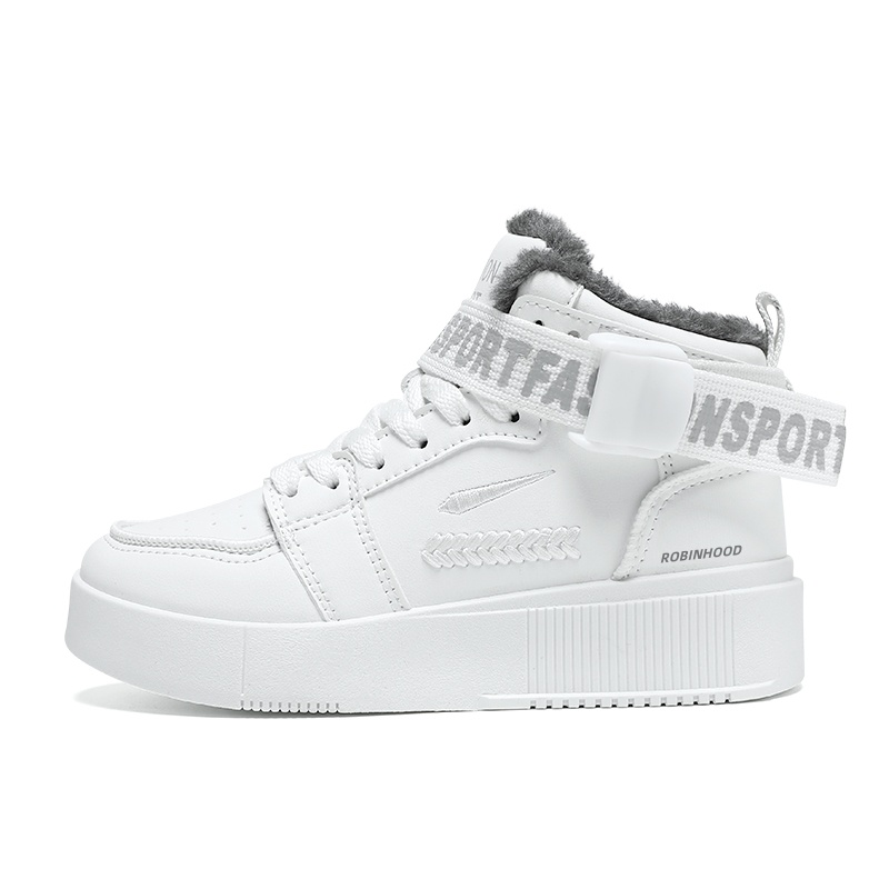 

Нескользящие, амортизирующие, износостойкие, теплые, высокие детские скейтбордистские кроссовки Robinhood, белый thick cotton