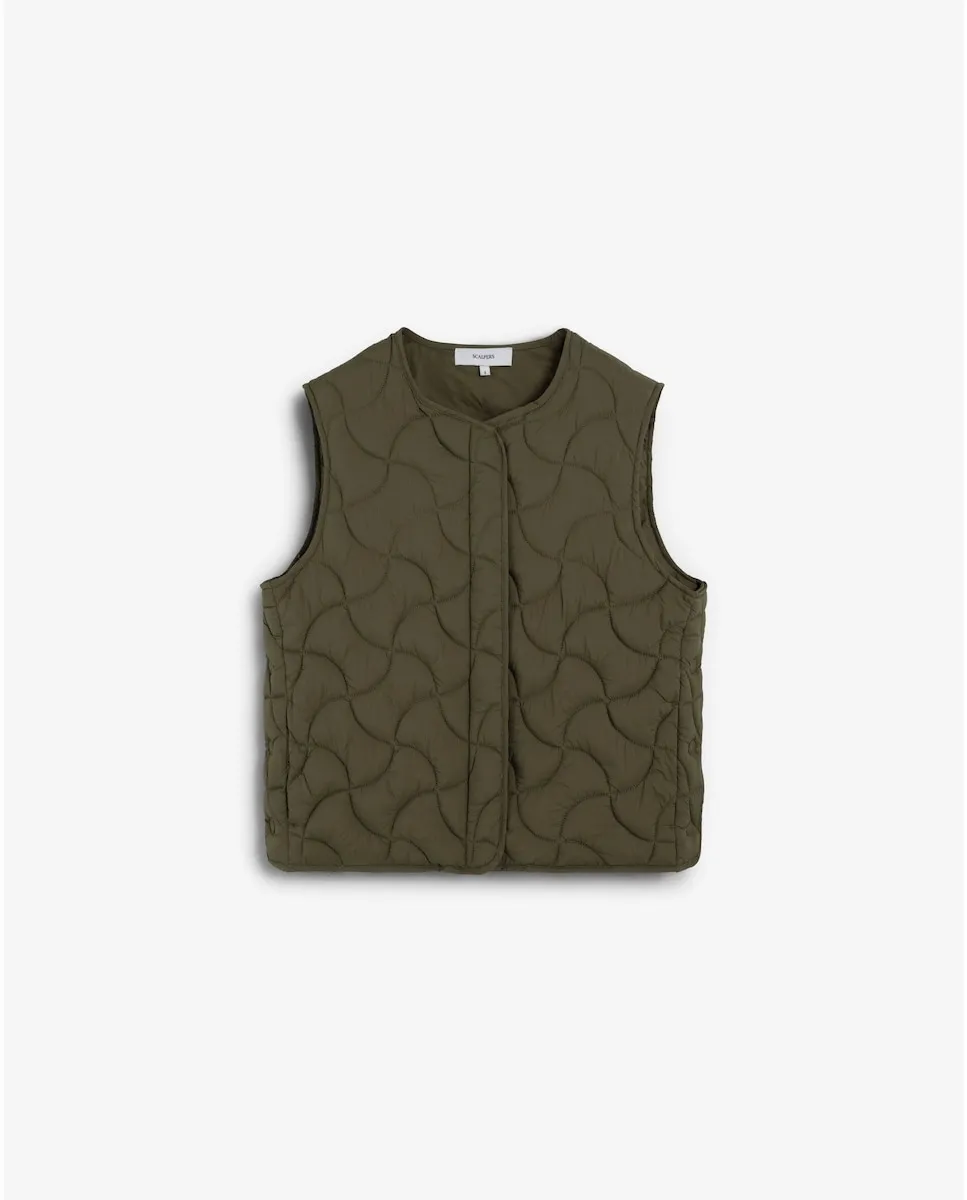 

Женский стеганый жилет с волнистой строчкой Scalpers, хаки
