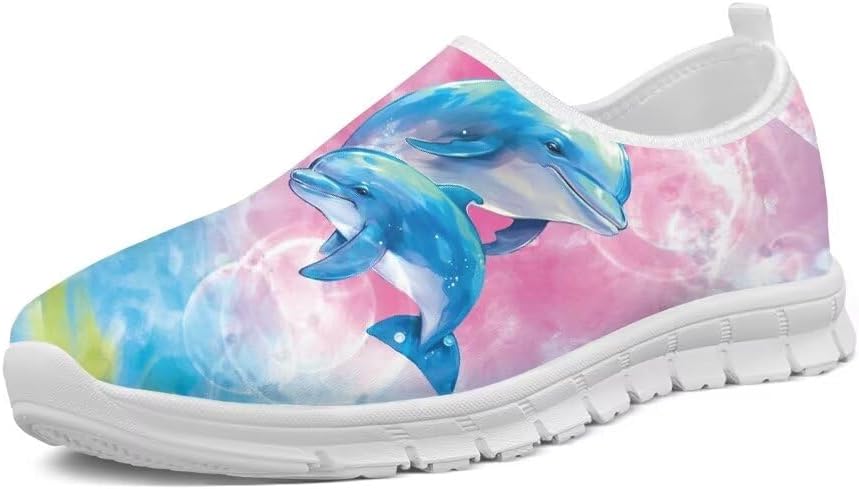 

Мужские и женские кроссовки Forchrinse Blue Dolphin с эффектом тай-дай, для ходьбы, слипоны, лоферы, спортивные легкие кроссовки для путешествий, Dolphin Tie Dye