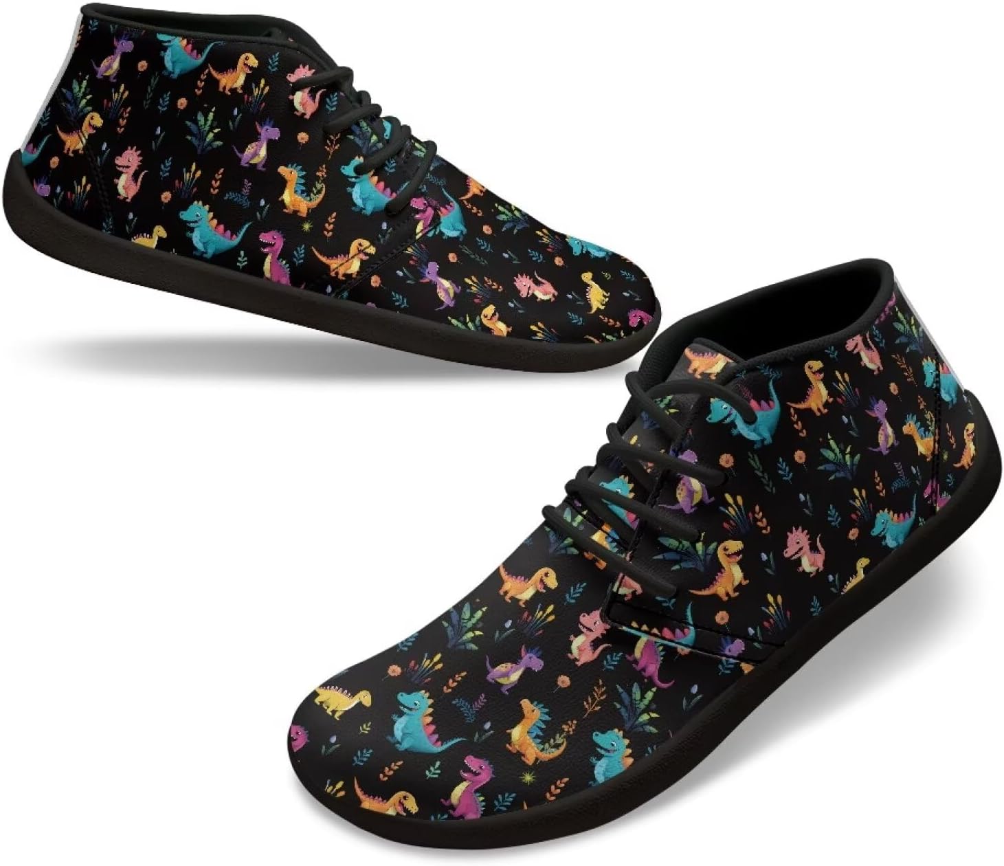 

Мужские кроссовки Tomeusey Barefoot, обувь без шнурков, дышащие, с нулевым падением, легкие повседневные кроссовки для ходьбы и занятий спортом, Colorful Dinosaur