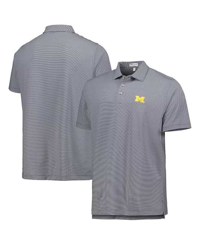 

Мужская полосатая поло Michigan Wolverines Jubilee в синем цвете из коллекции Performance Jersey Peter Millar