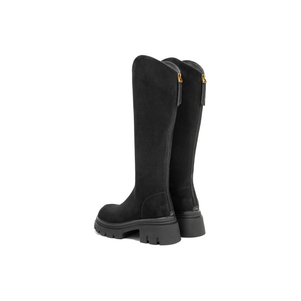 BELLE Высокие сапоги женские Coffee/Black — черная замша, цвет Black Suede — фото 3