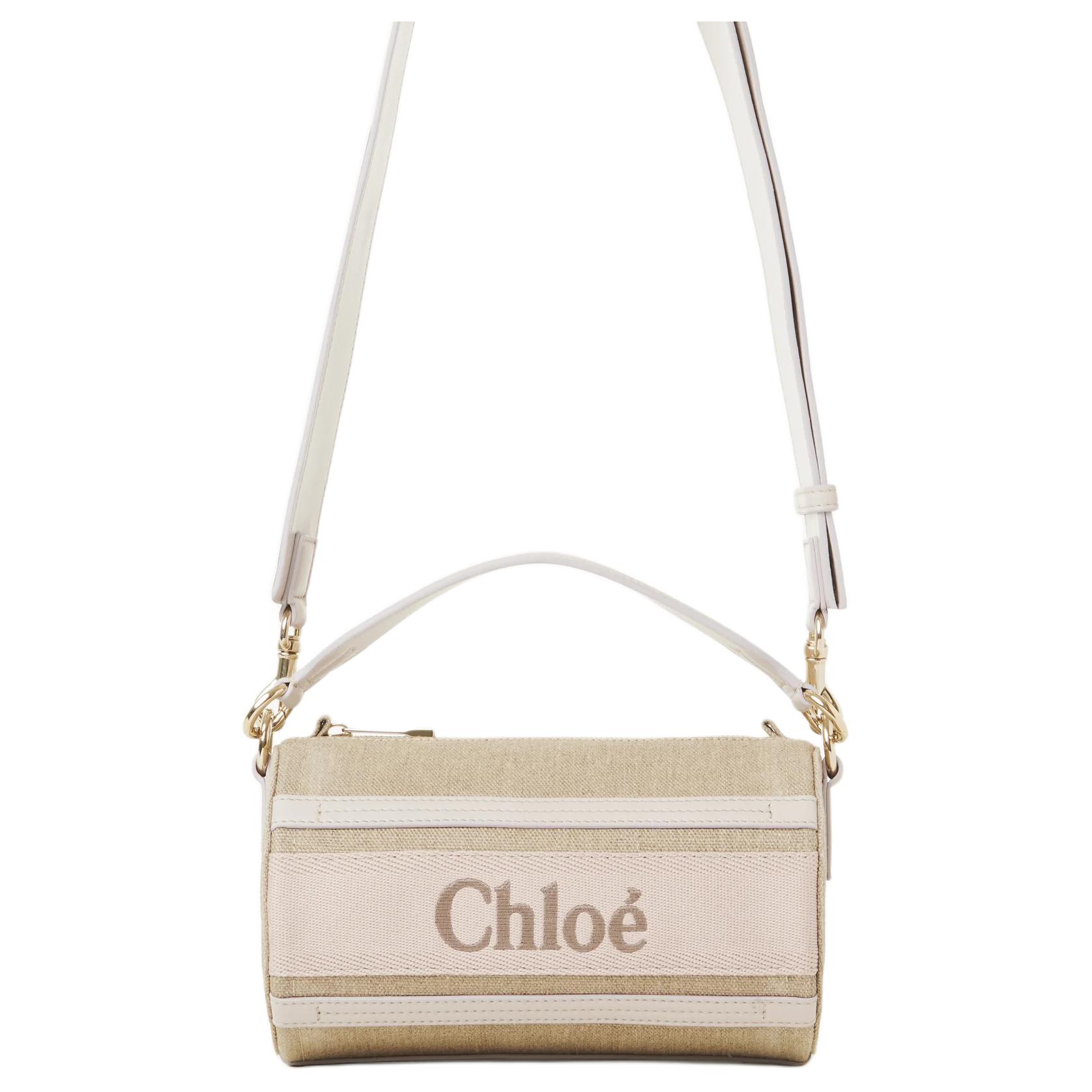 

Сумка Chloe Woody из льна и телячьей кожи, женская, цвет Wild Gray Chloé