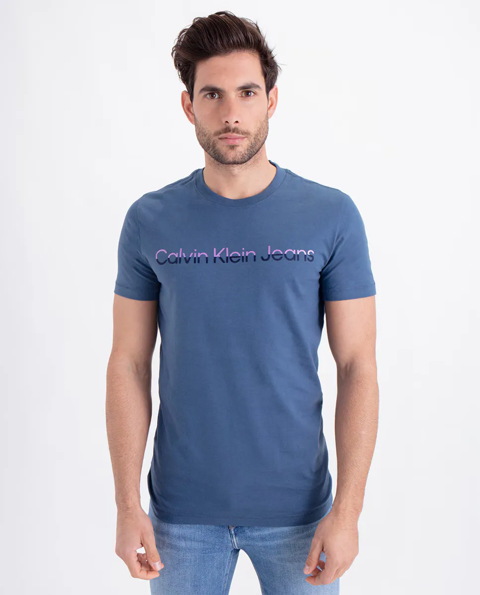 

Мужская футболка с логотипом на груди Calvin Klein Jeans, синий