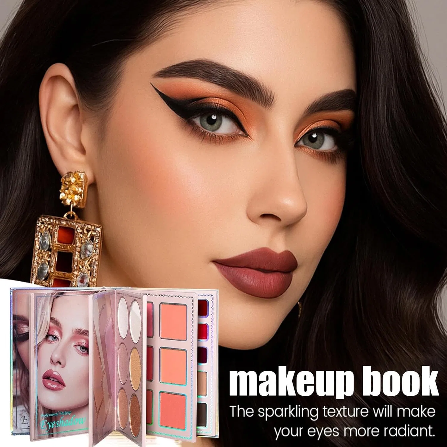 Палетка для макияжа Makeup Book Palette, нюдово-теплые оттенки, 1 шт — фото 2