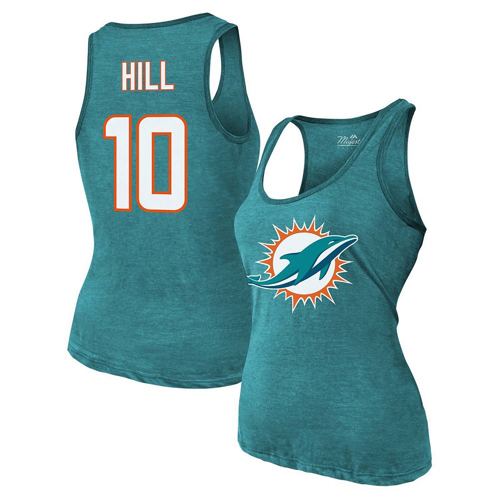 

Женская майка Majestic Threads Tyreek Hill Aqua Miami Dolphins с названием и номером из три-смеси, цвет Dol Turq A