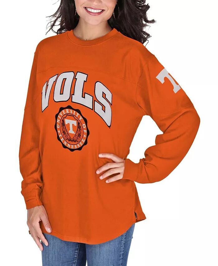 

Женский оранжевый топ Tennessee Volunteers Edith с длинным рукавом свободного покроя Pressbox