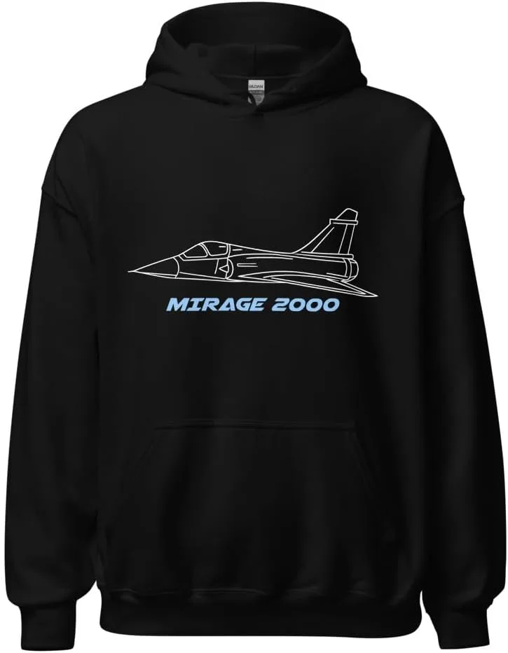 Толстовка унисекс Mirage 2000 Jet Military Aircraft с вышивкой для авиации Generic, черный