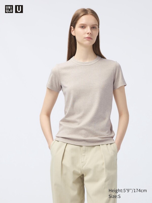 

Футболка с круглым вырезом Uniqlo, бежевый