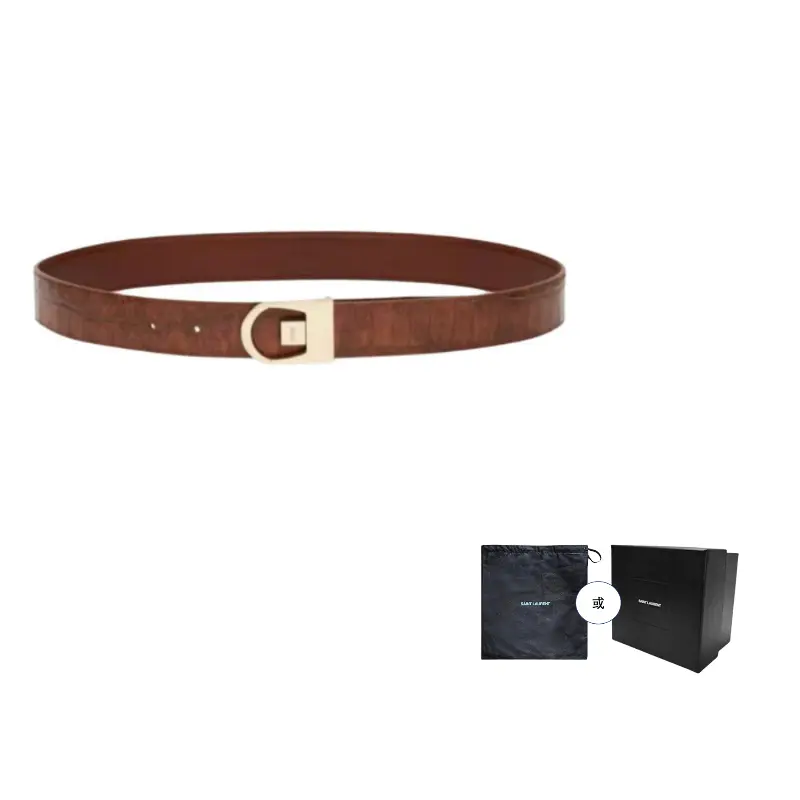 

SAINT LAURENT Кожаный реверсивный ремень, Brown