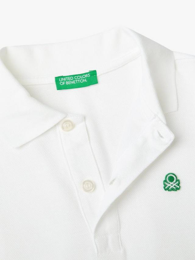 Детская хлопковая поло с коротким рукавом Benetton, Optical White — фото 2