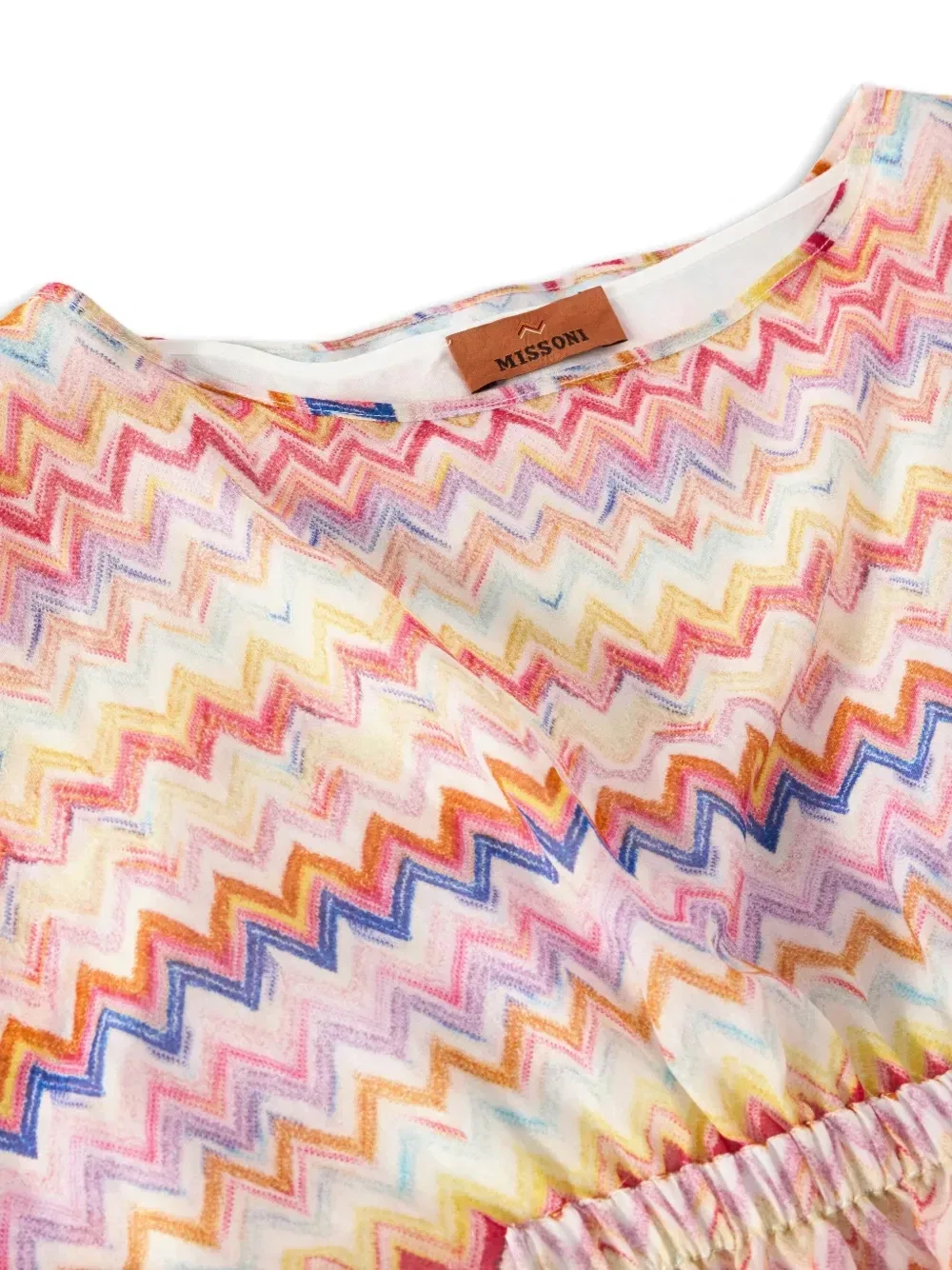 Платье с принтом зигзаг и эластичной талией Missoni Kids, розовый — фото 3
