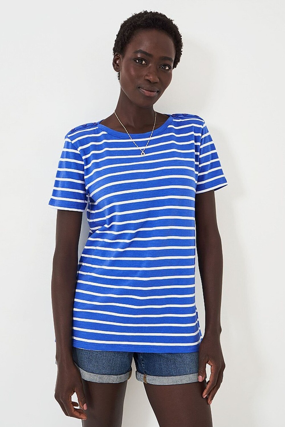 

Бретонский топ с короткими рукавами Crew Clothing Company, синий